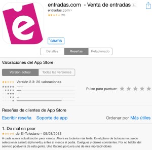 Entradas.com en Apple Store . 06/04/2014