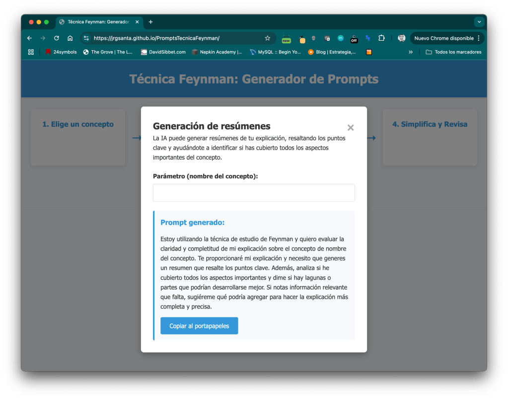 PopUp para ajusta el Prompt con el parámetro deseado.