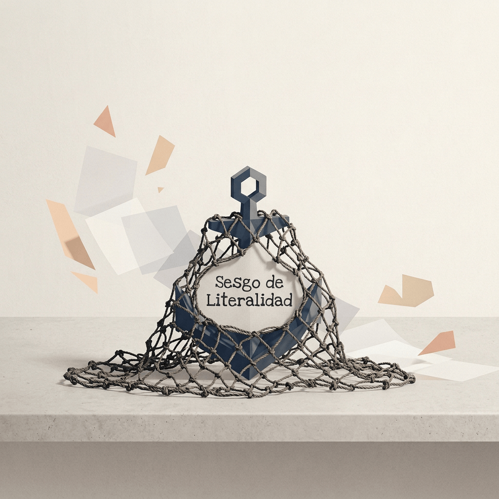Geometric navy anchor surrounded by floating abstract paper shapes